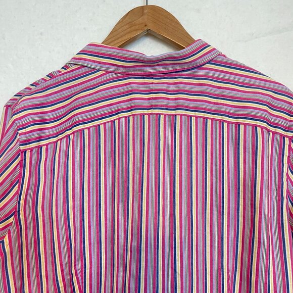 Lauren Ralph Lauren Blouse 100% Linen Multicolor Striped Long Sleeve Button Up - Picture 10 of 15
